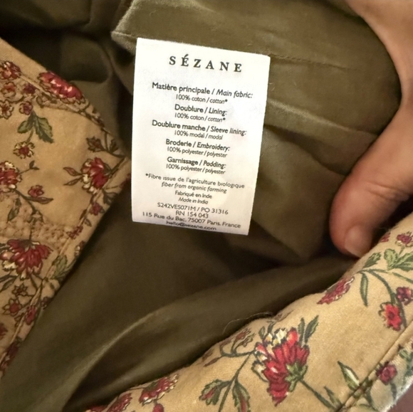 SÉZANE Paoline Tie Front Jacket In Miranda Beige Floral Print New 40/8 RARE NWOT - Picture 15 of 16